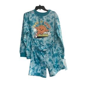 ART CLASS Unisex 2 PieceTie Dyed Sweatshirt & Shorts Pajama Set Size XL Blue New